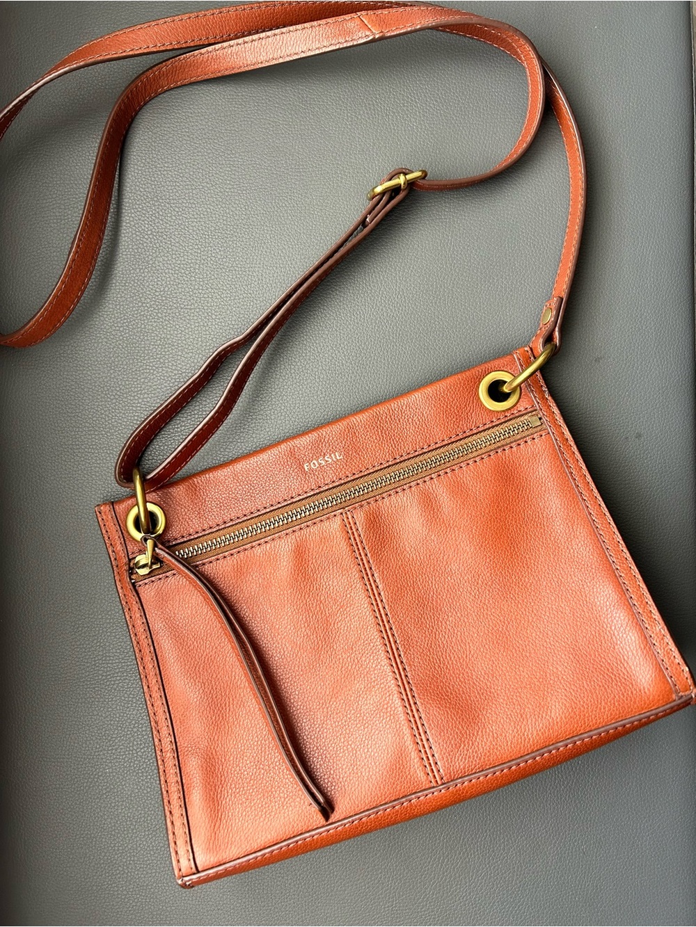 Fossil Leather Crossbody Bag in Cognac Brown - perfect for fall